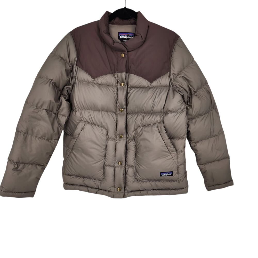 Patagonia Furry Taupe & Dusk Purple Bivy Down Insulated Puffer Jacket Size L